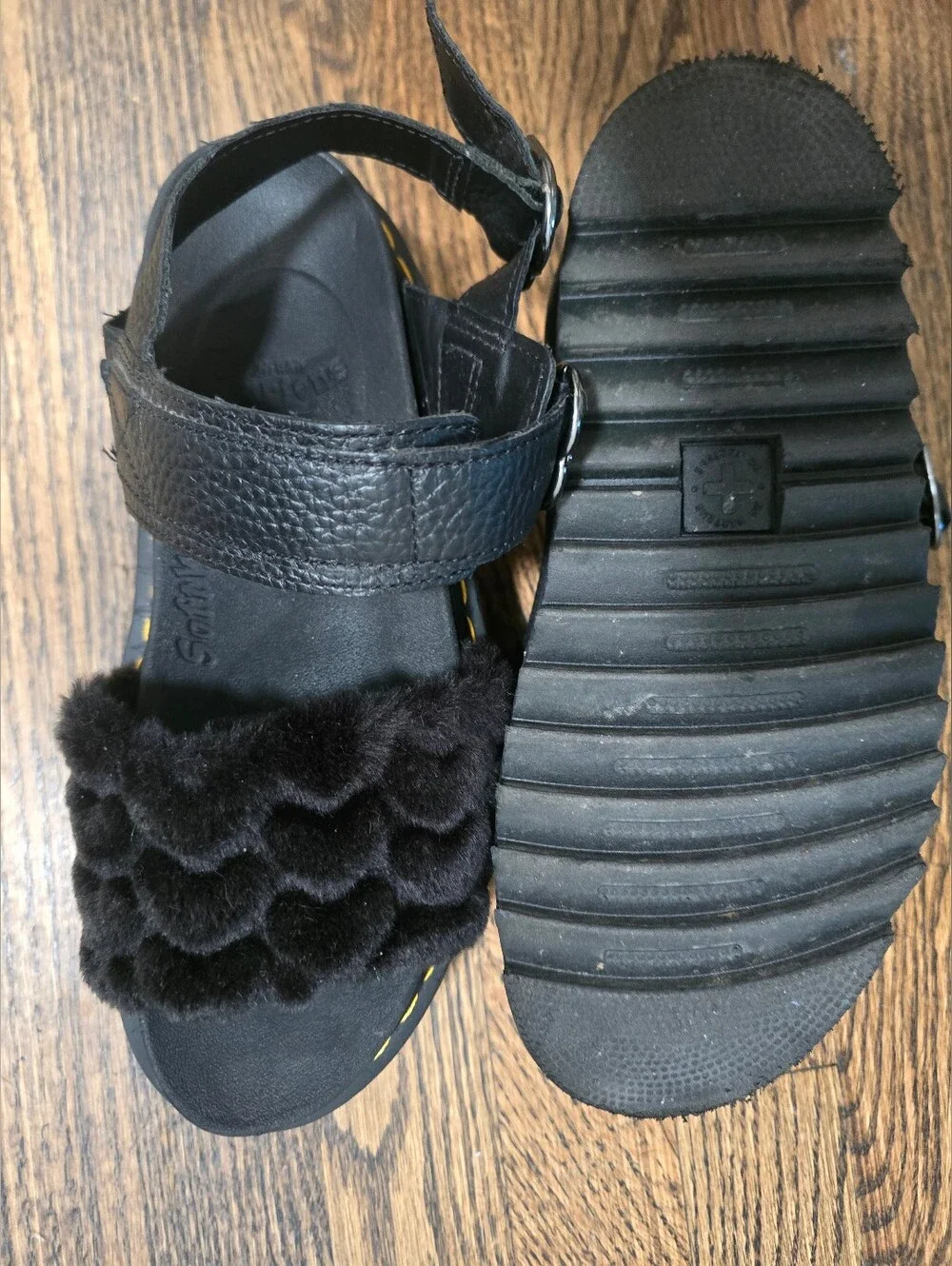 DR. MARTENS Platform Voss Fluffy Faux Fur Platform Sandals